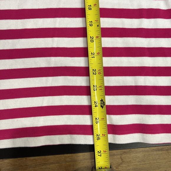 Lands’ End Womens X-Large Pink White Striped Short Sleeve Super T Ladies Vintage - Picture 5 of 7